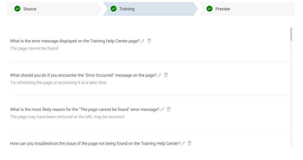 AI chatbot training step