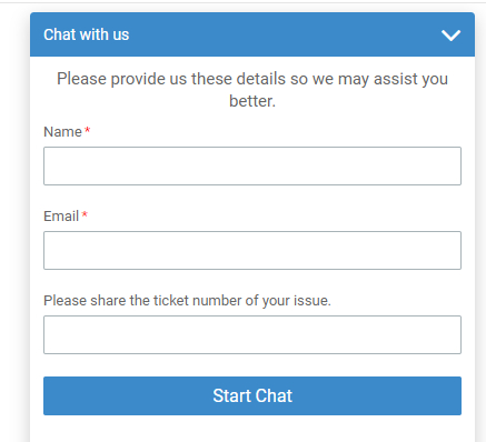 Pre chat form ProProfs chat