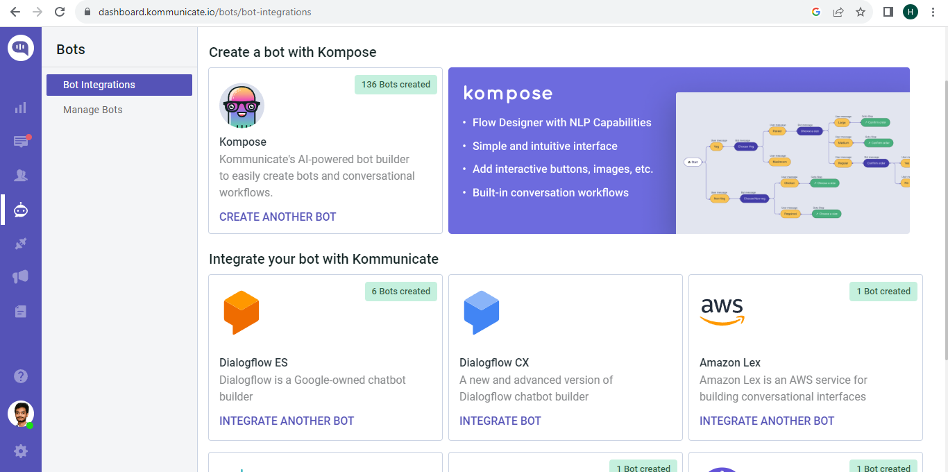 Kommunicate Chatbot Interface