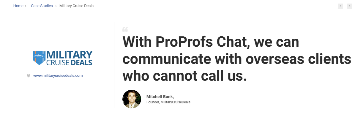 ProProfs Chat Case Study Military Cruise Deals