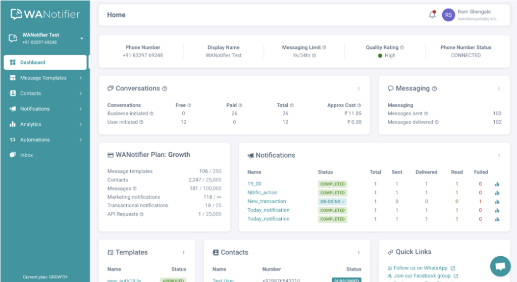 WANotifier Dashboard