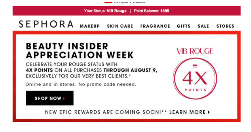 Ad for Sephora beauty insider appreciation week promotion.