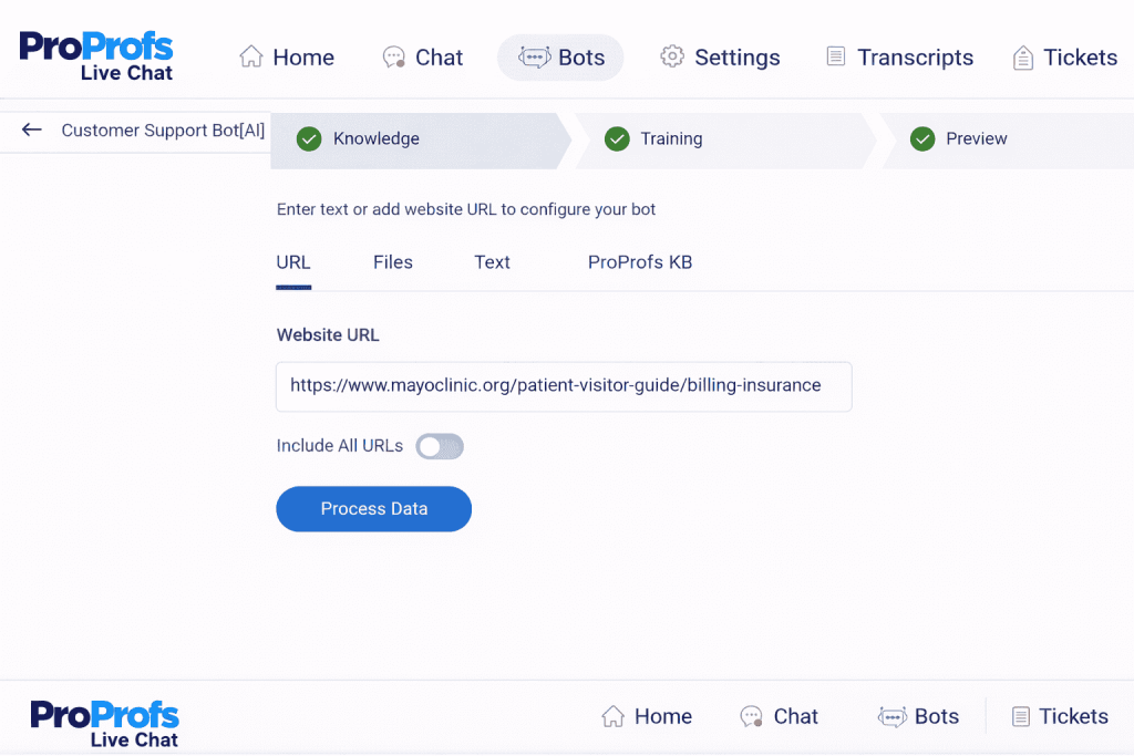 Healthcare chatbot training