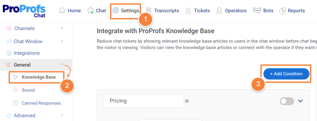 Live chat knowledge base Integration