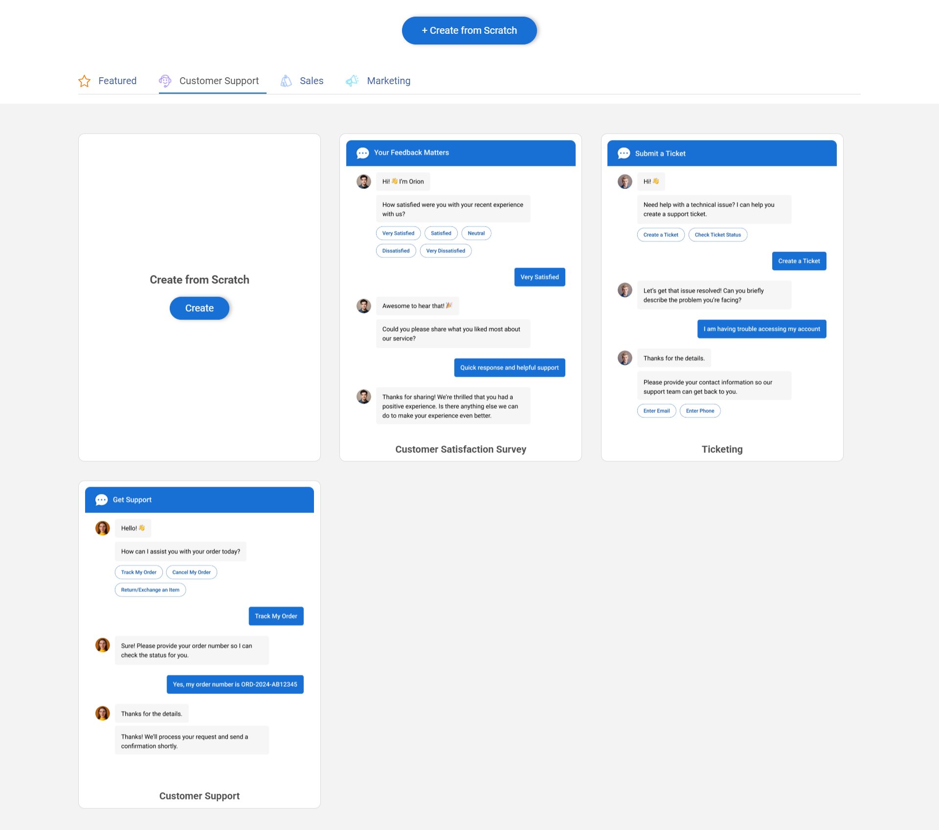Omnichannel support - chatbot templates 